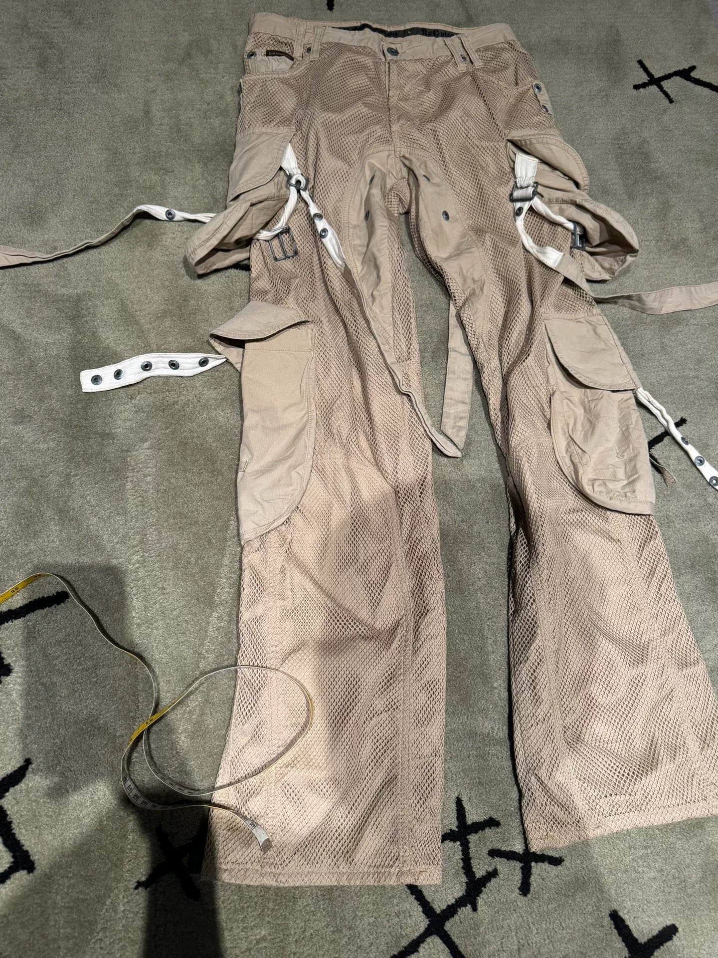 dolce&gabbana distressed cargo pants with straps
