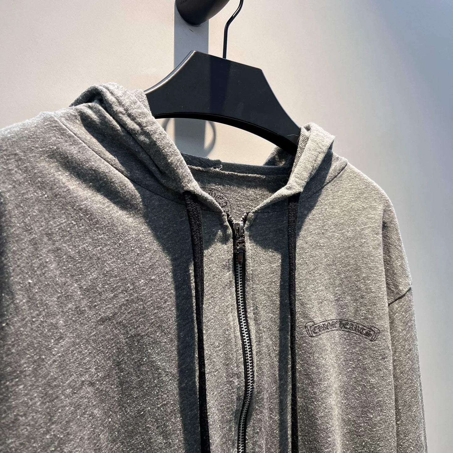 chrome hearts gray zip-up hoodie