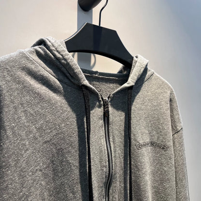 chrome hearts gray zip-up hoodie