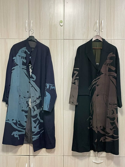 Yohji Yamamoto Velvet Coat with Graphic Design