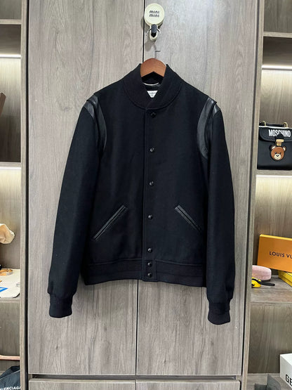 Saint Laurent Black Wool Baseball Jacket