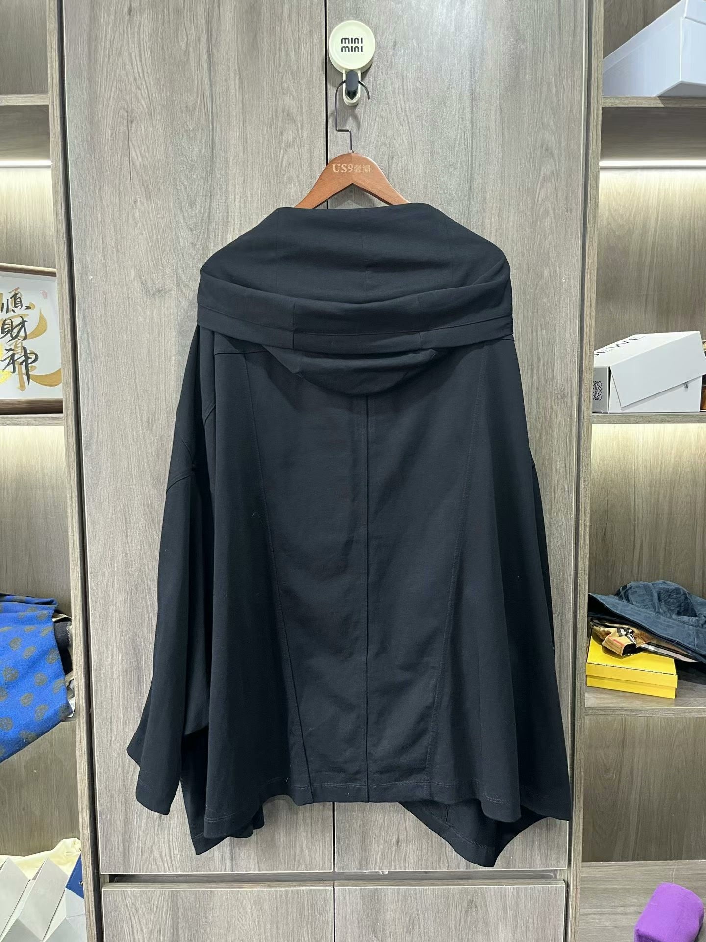 oversized black zip-up hoodie by Rick Owens