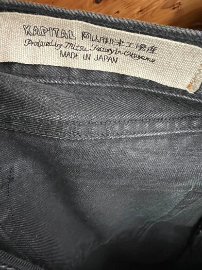 kapital black denim straight cut pants