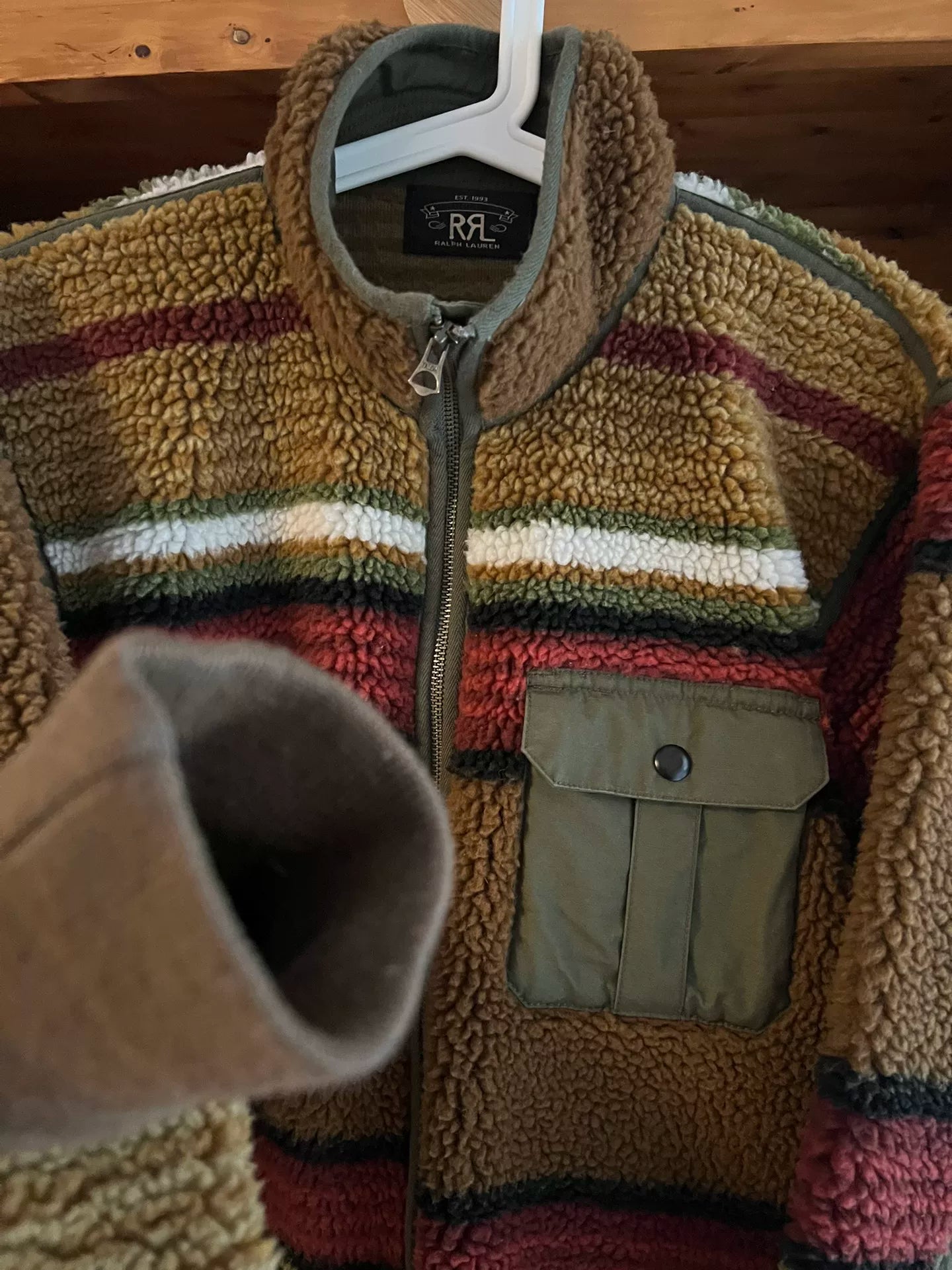 vintage rrl fleece jacket with retro pattern