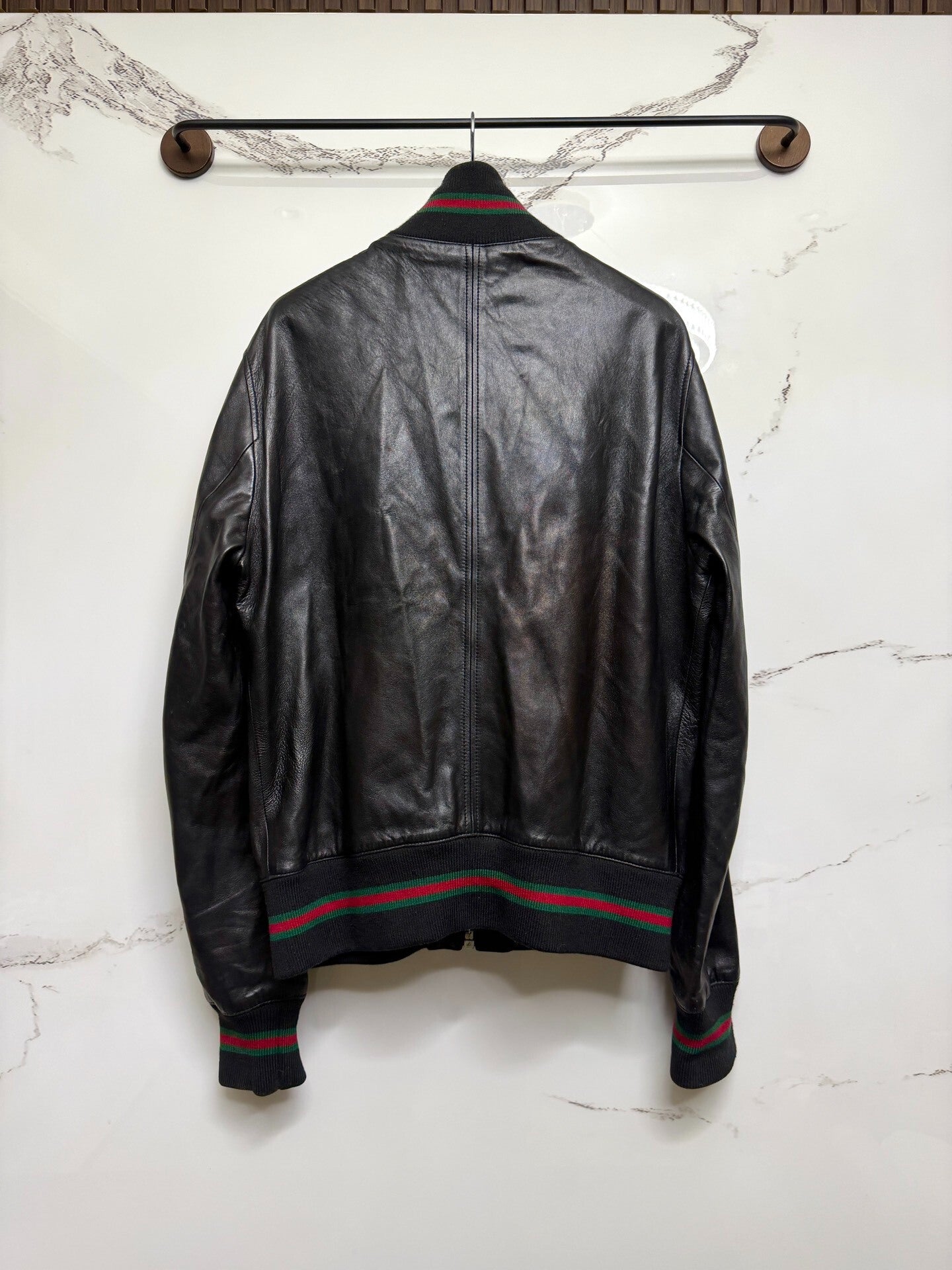 Gucci Red Green Striped Leather Jacket