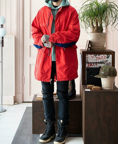 visvim six-five fishtail parka in red