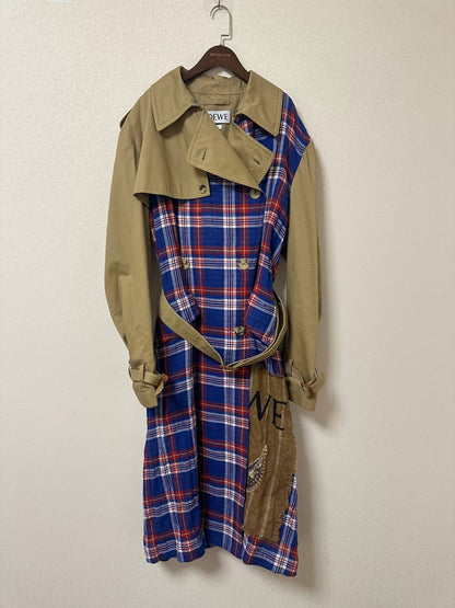 Loewe Patchwork Plaid Trench Coat