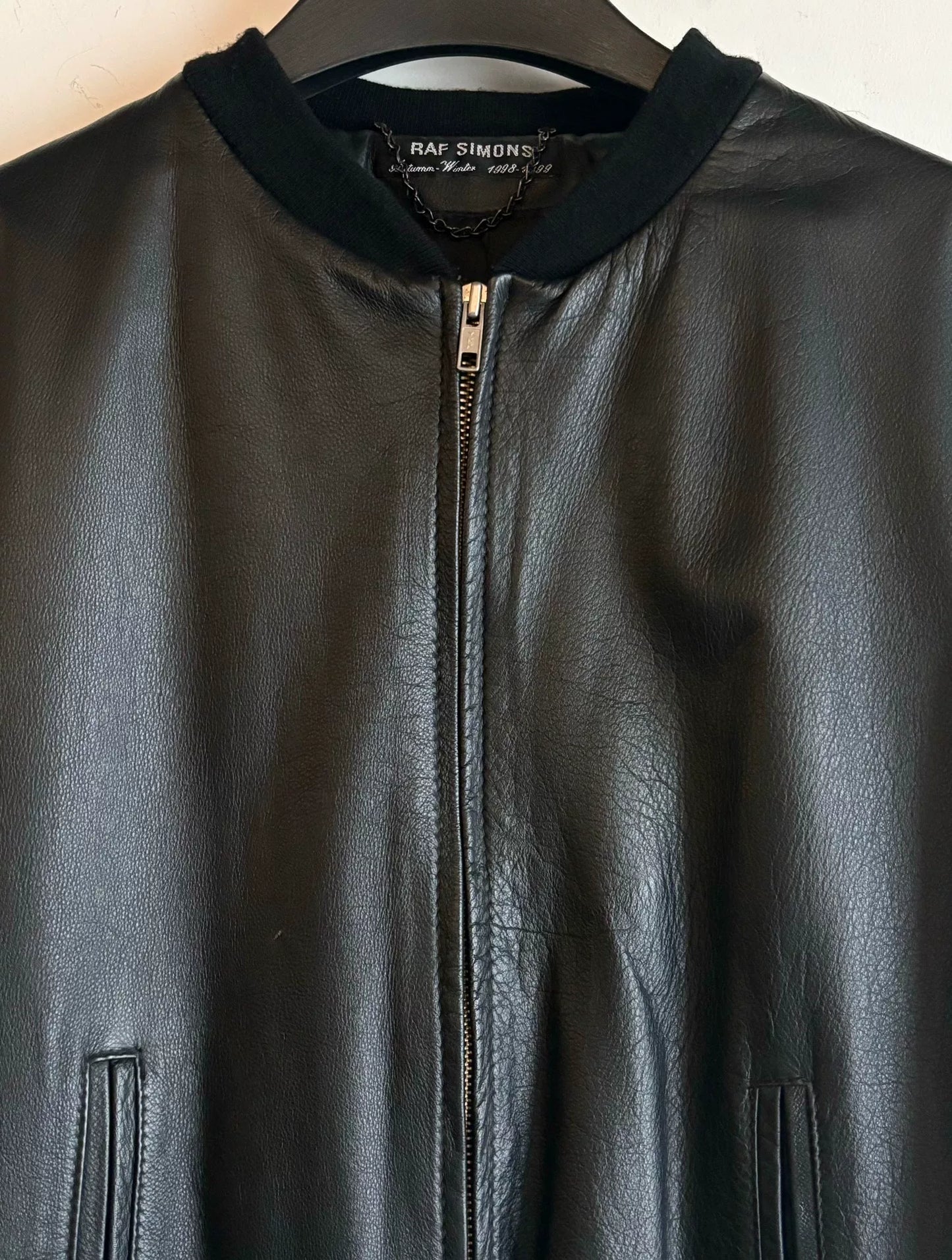 raf simons aw 1998 leather bomber jacket