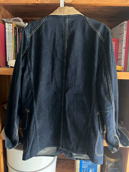 denim hunting jacket with corduroy collar