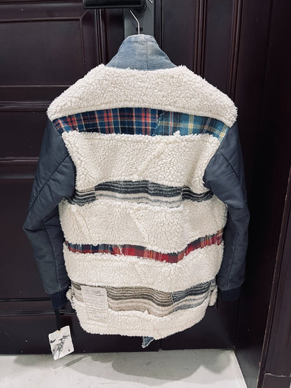 Greg Lauren Shearling Patchwork Robe