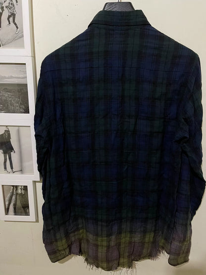 Saint Laurent Paris Blue Gradient Plaid Shirt