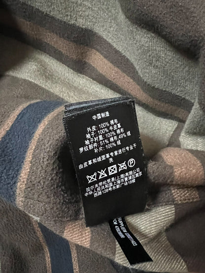 RRL Blue Dye Leather Sleeve Baseball Jacket