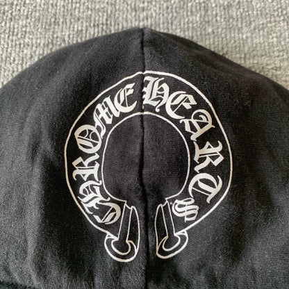 chrome hearts black zip-up hoodie with logo