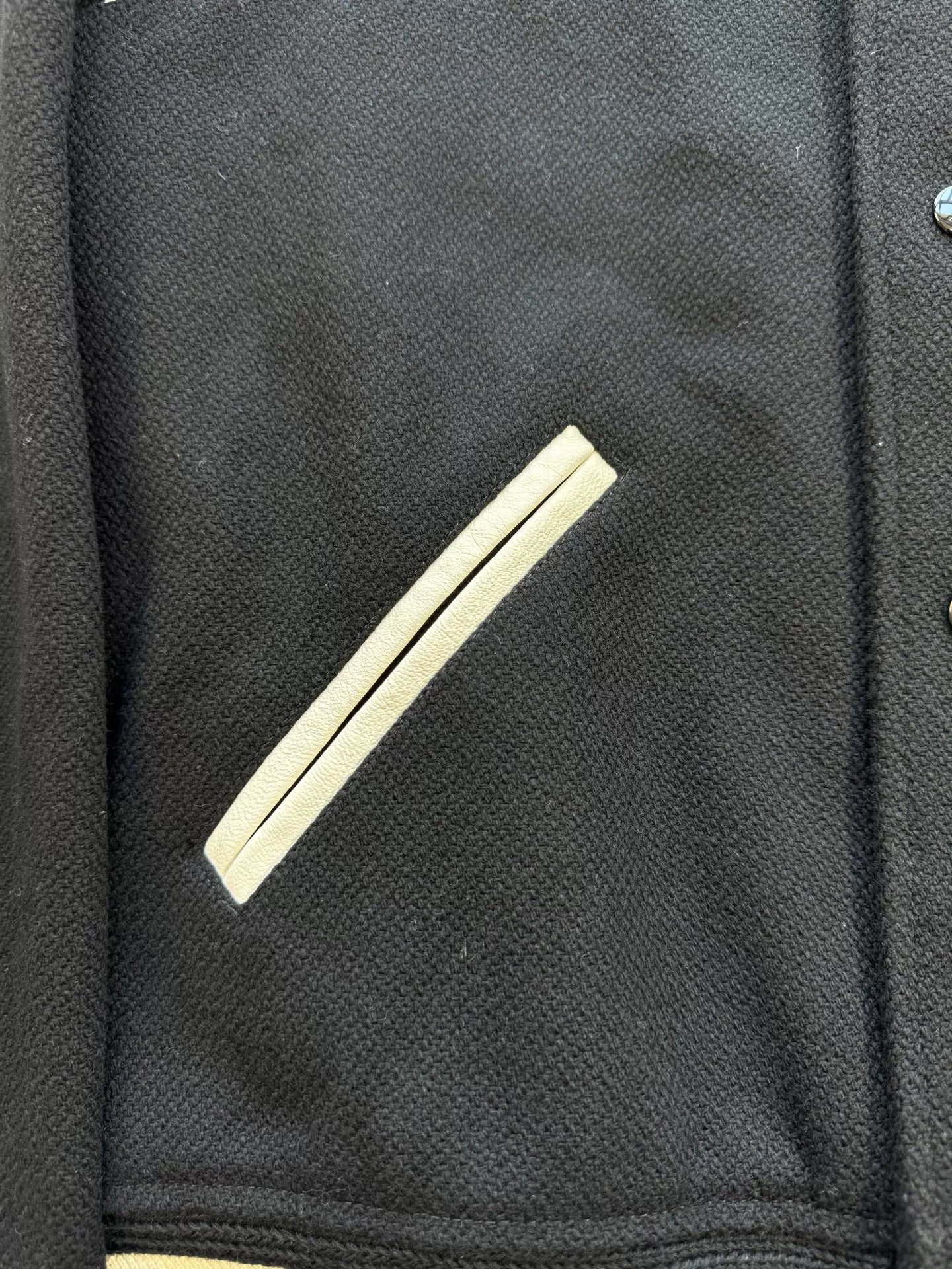 Saint Laurent Black White Leather Sleeve Jacket