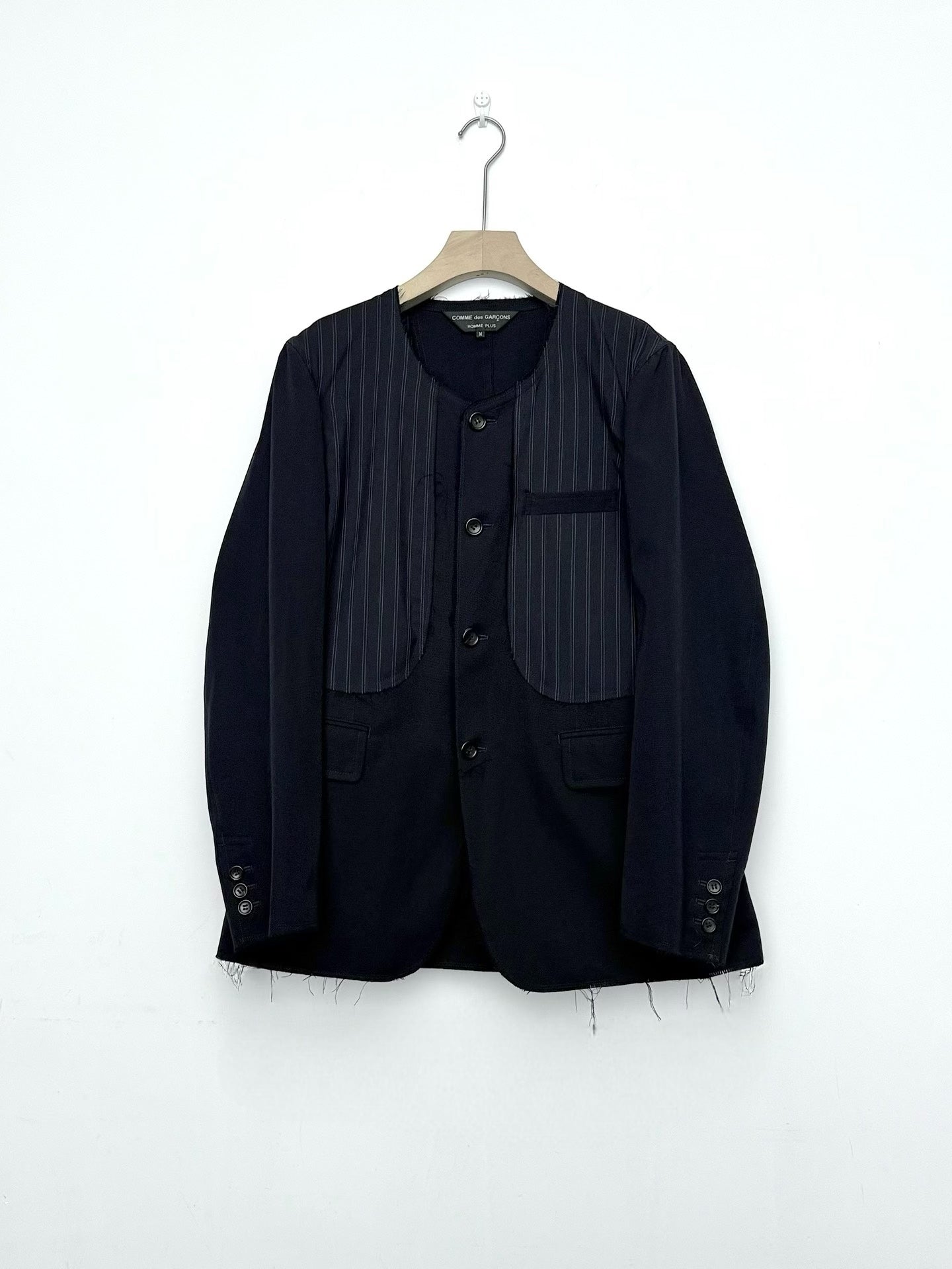 COMME des GARÇONS HOMME PLUS Deconstructed Striped Wool Blazer