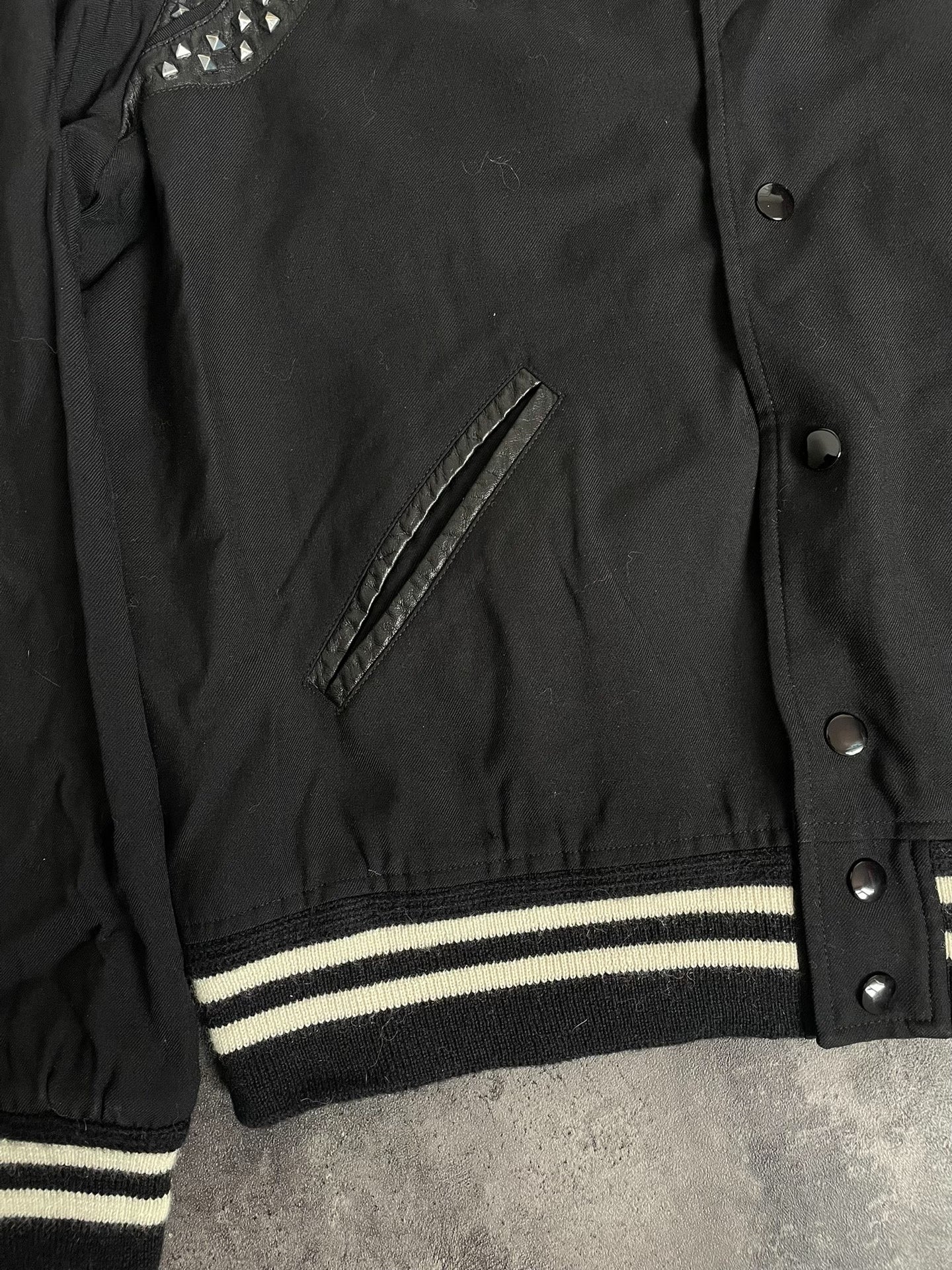 Saint Laurent Studded Varsity Bomber Jacket