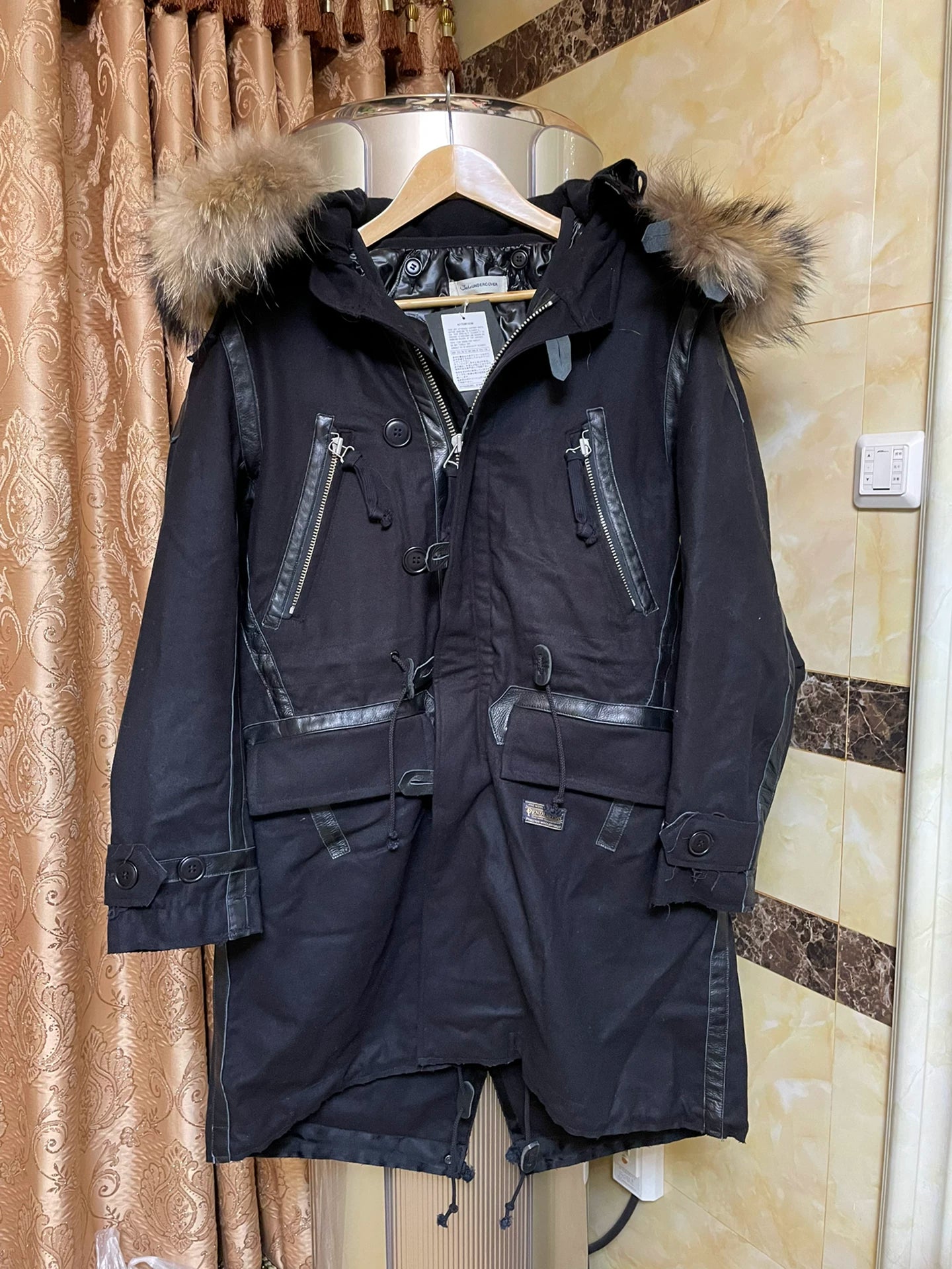 long cotton coat with removable lining