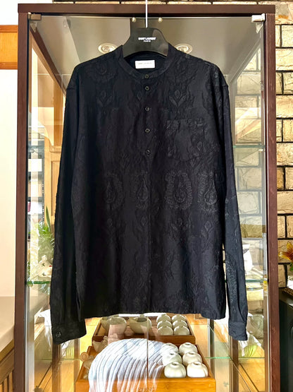 saint laurent henley wool silk shirt