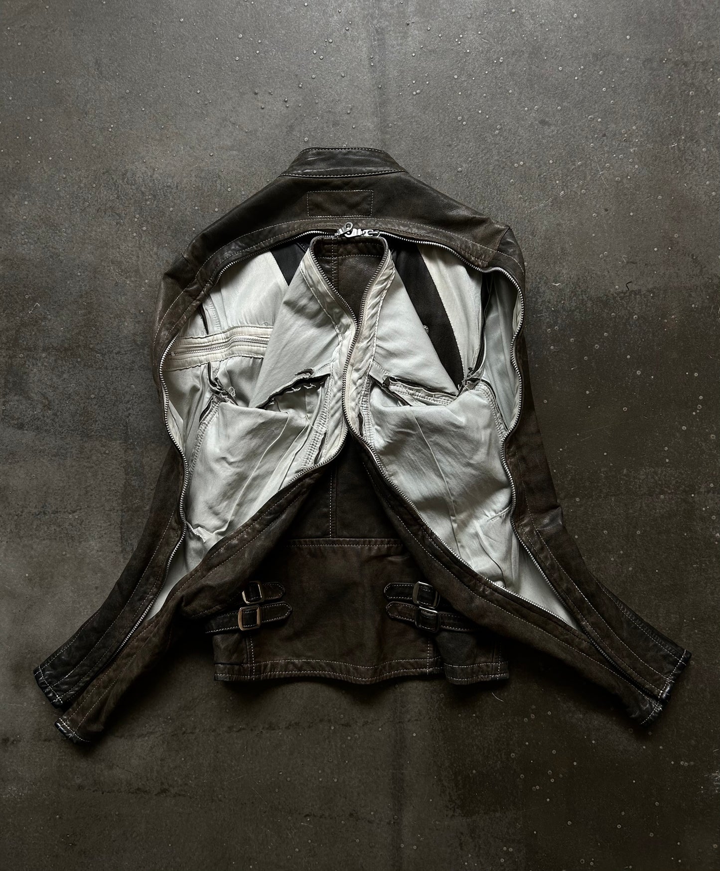 unique zipper leather jacket by nozomi ishiguro