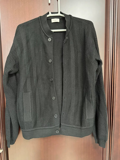 Saint Laurent Gray Herringbone Cardigan