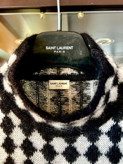 saint laurent black and white check turtleneck