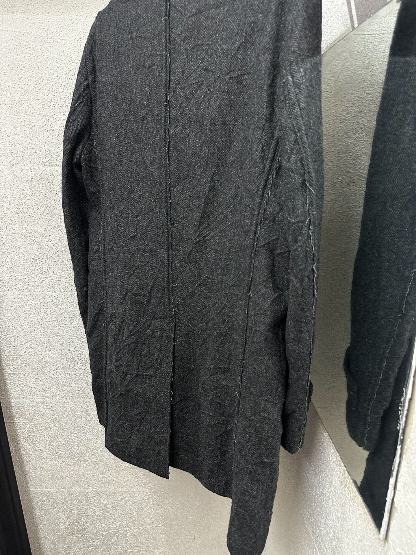 yohji yamamoto wool coat with unique design