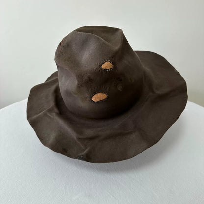 brown felt wide-brimmed hat