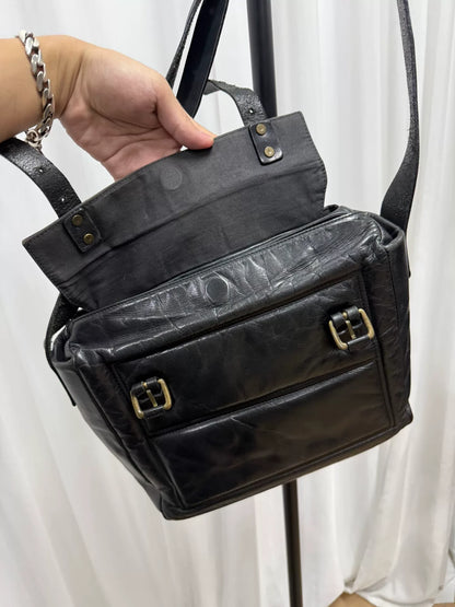 Dries Van Noten Waxed Leather Messenger Bag