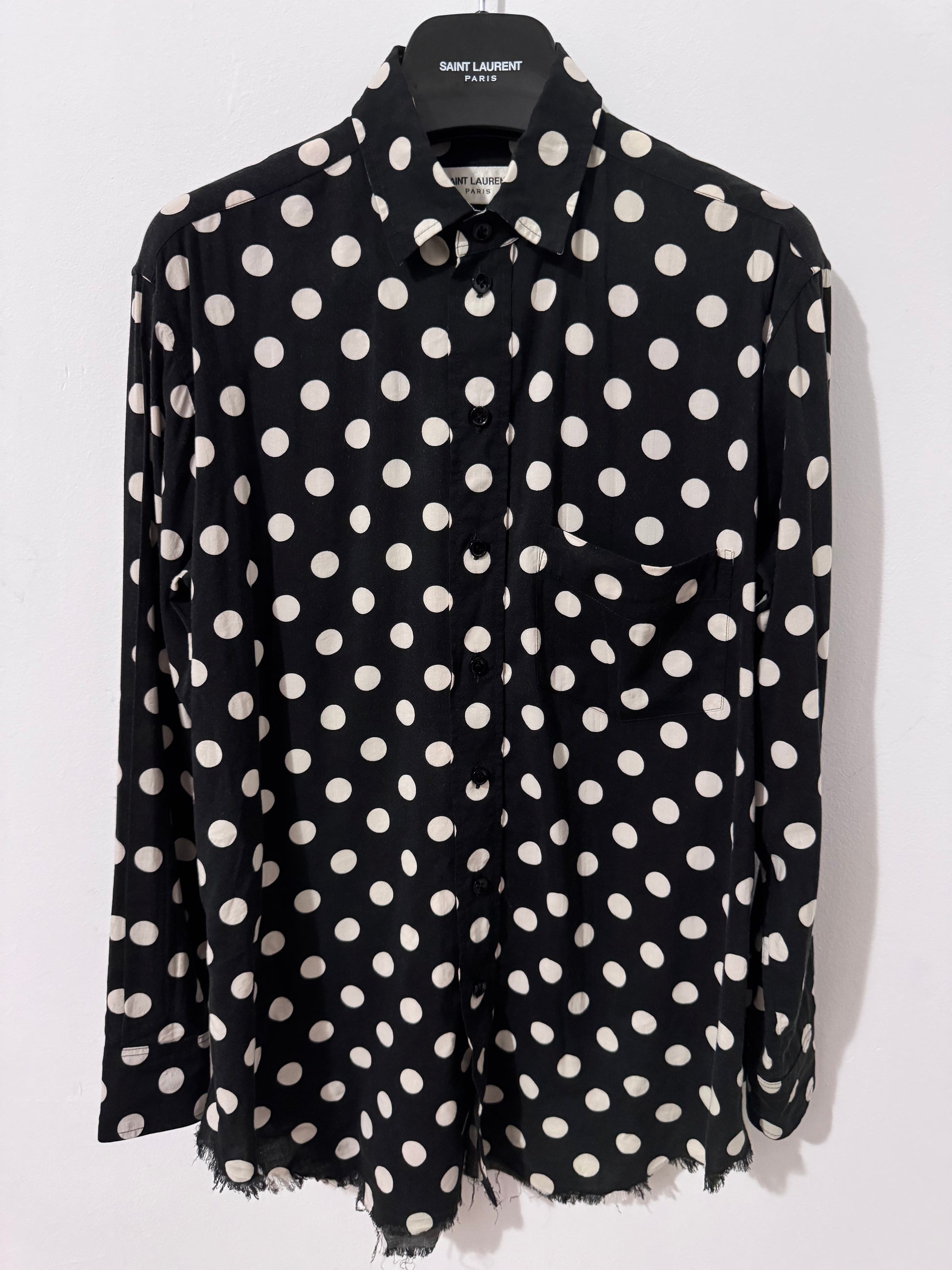 Saint Laurent Polka Dot Shirt with Fringes