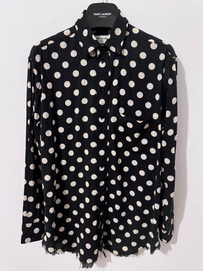 Saint Laurent Polka Dot Shirt with Fringes