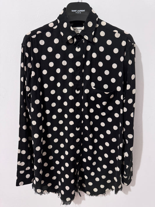 Saint Laurent Polka Dot Shirt with Fringes