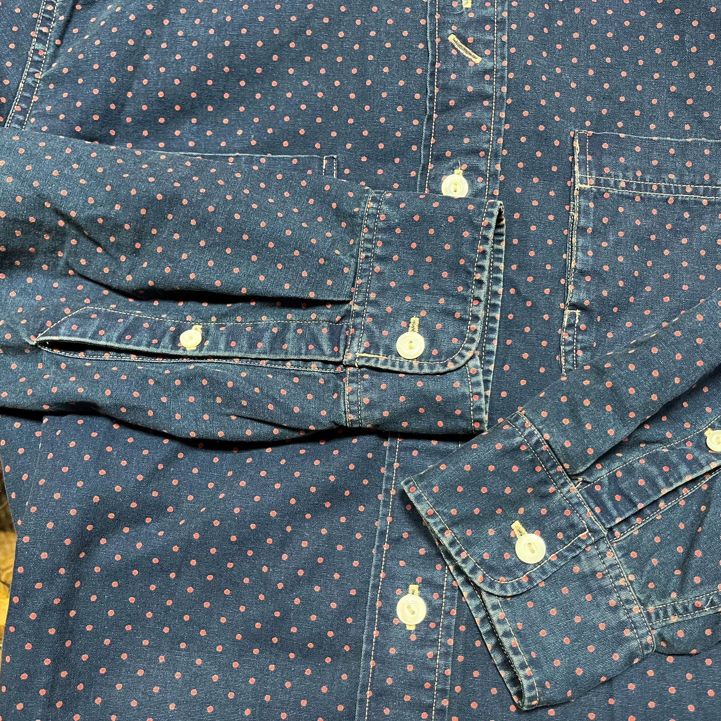 RRL Indigo Polka Dot Work Shirt