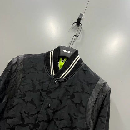 Saint Laurent Black Camouflage Leather Sleeve Jacket