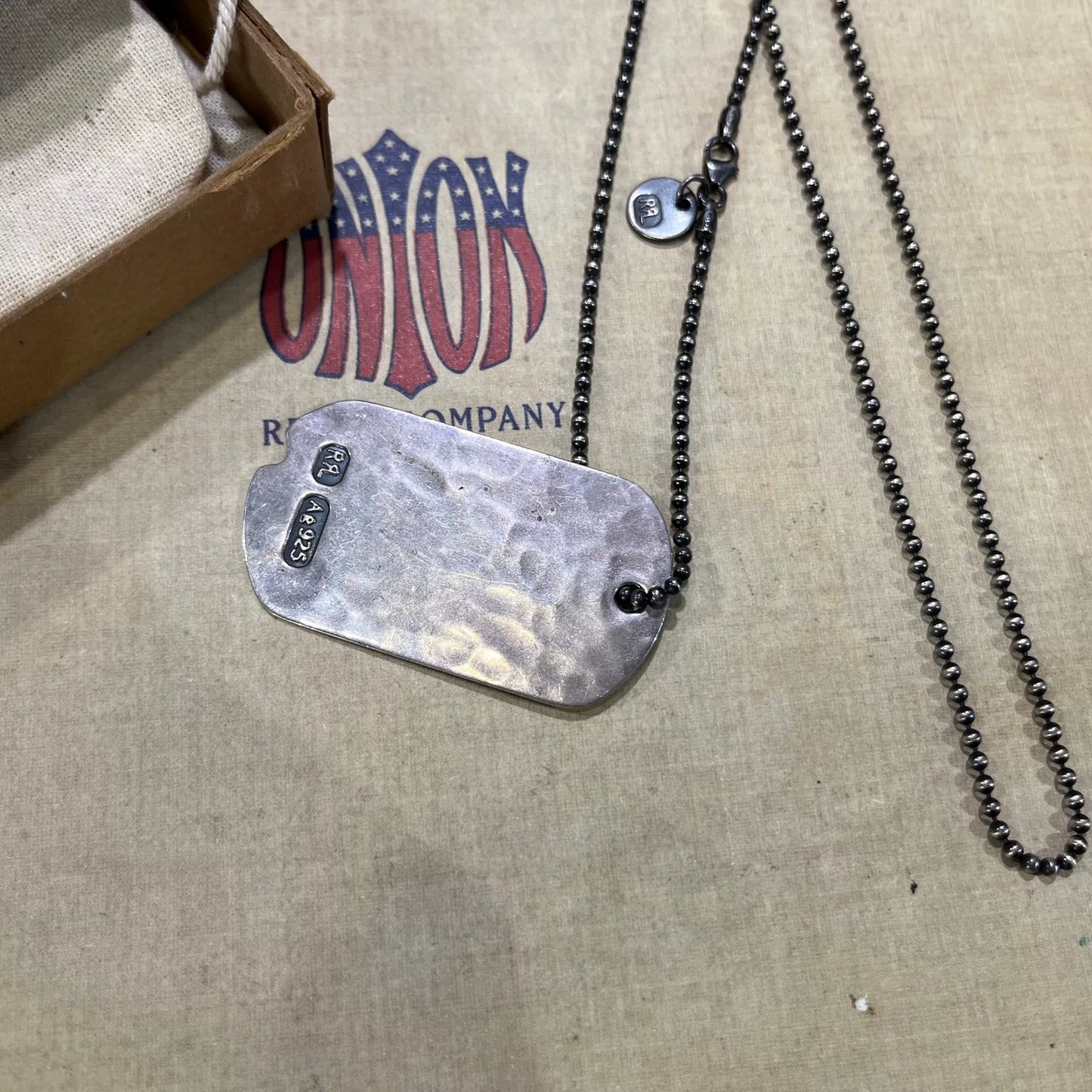 rrl silver dog tag necklace accessory