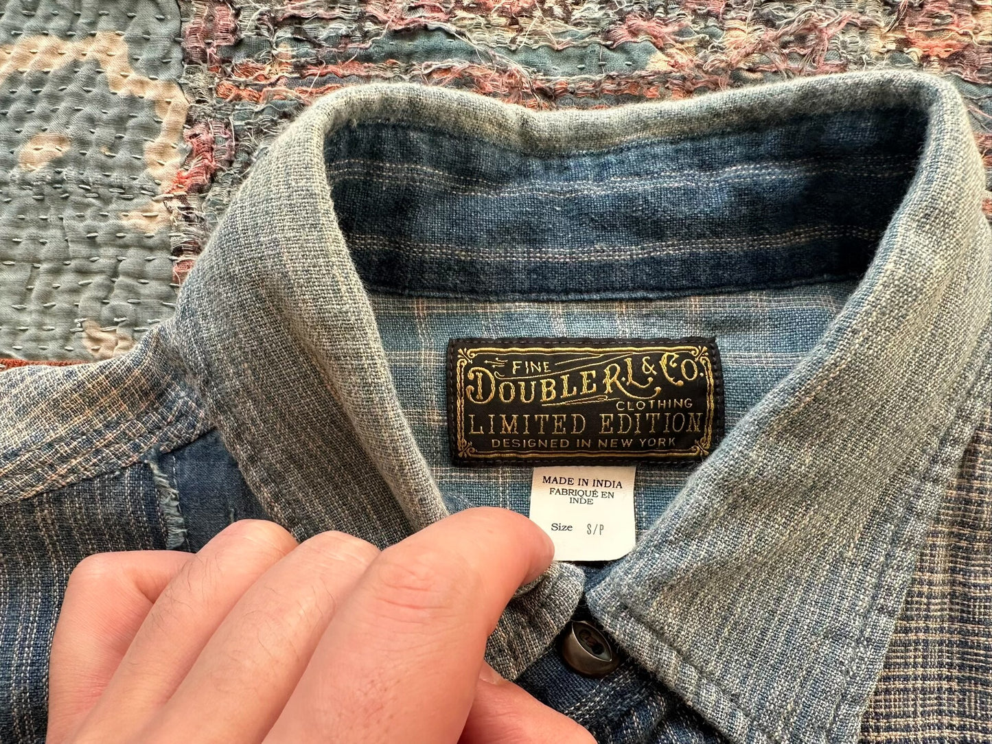 rrl blue dye patchwork shirt S size