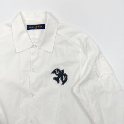 Louis Vuitton white peace dove logo side pocket long-sleeve shirt