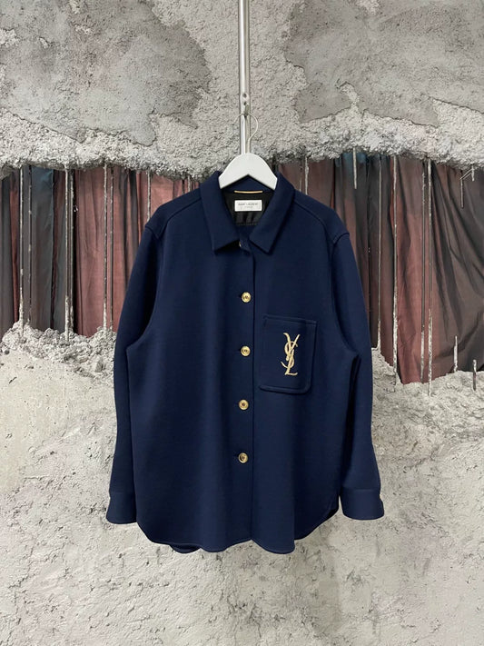 Saint Laurent Navy Shirt with YSL Logo