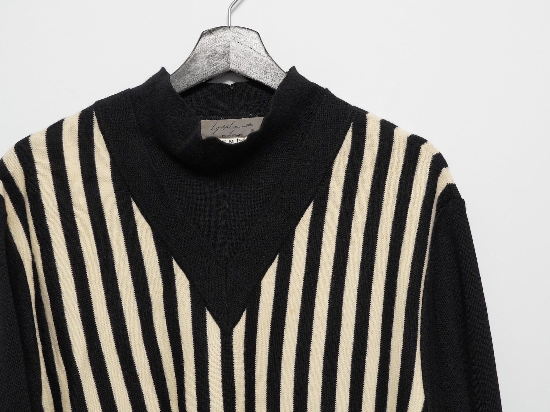 Yohji Yamamoto 1990SS Double Collar Striped Sweater
