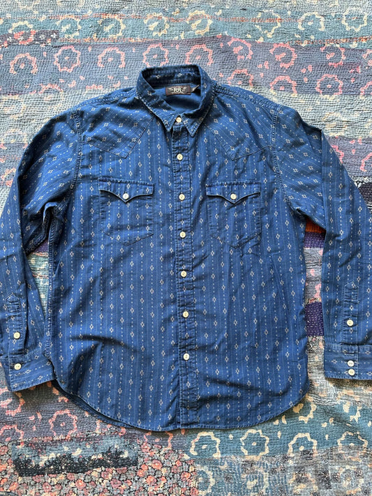 rrl southwestern blue dyed striped shirt