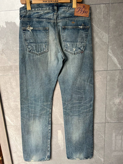 Light Blue Distressed Denim Jeans