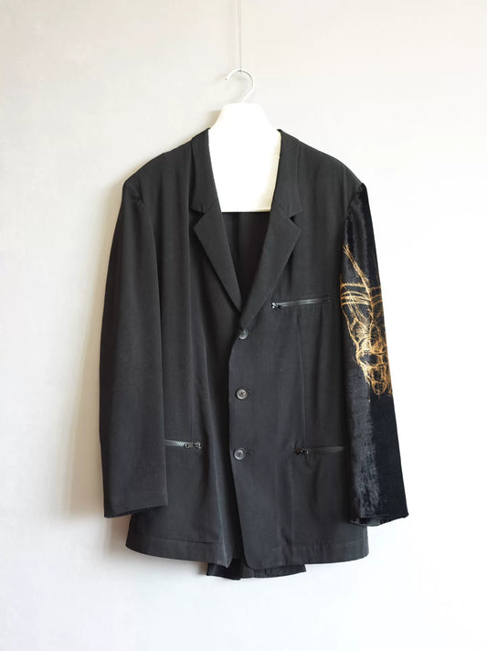 yohji yamamoto velvet sleeve cascade jacket