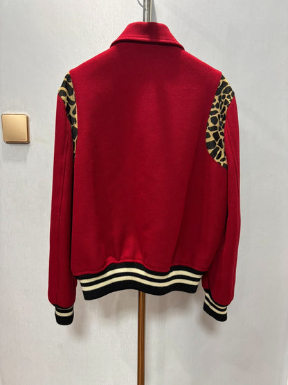 Saint Laurent Red Leopard Print Jacket