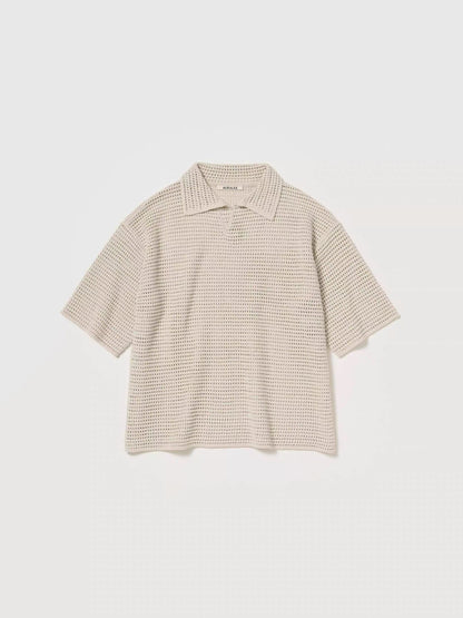 AURALEE Tussah Silk Cotton Mesh Knit Tee