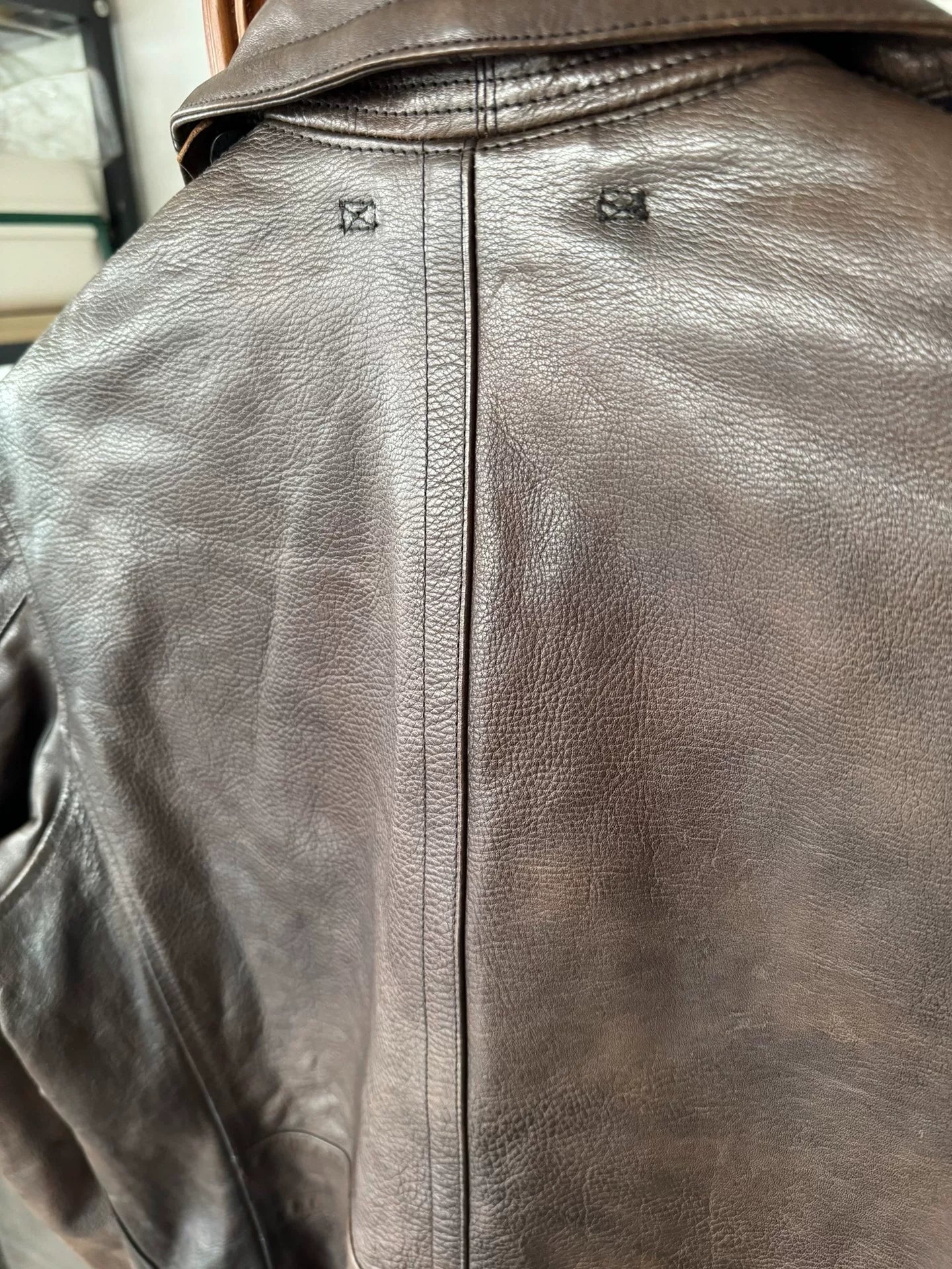 vintage rrl leather jacket in medium size