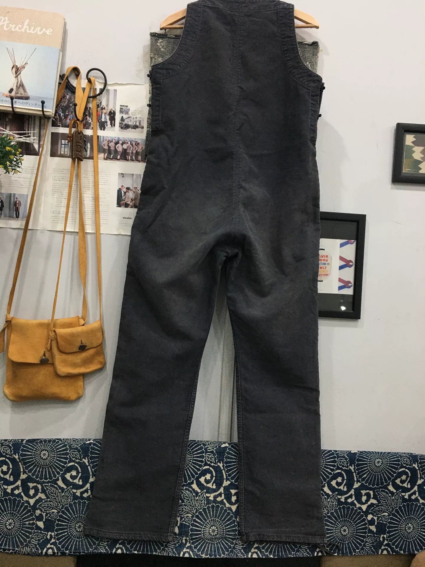 visvim g cords overalls in navy blue