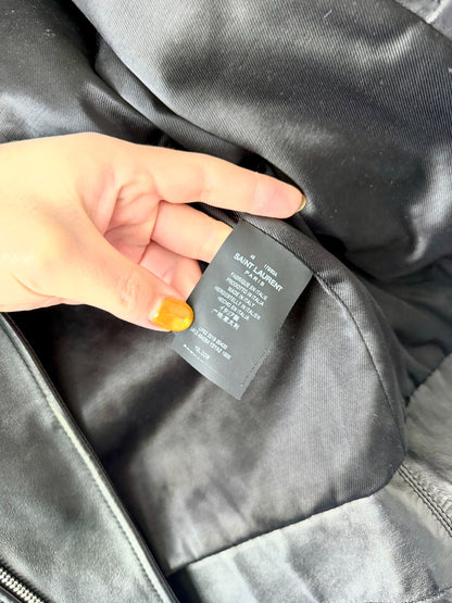saint laurent black leather motorcycle jacket