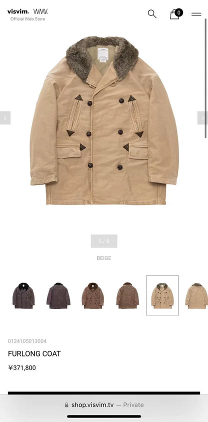 visvim Furlong Coat Beige Size 2