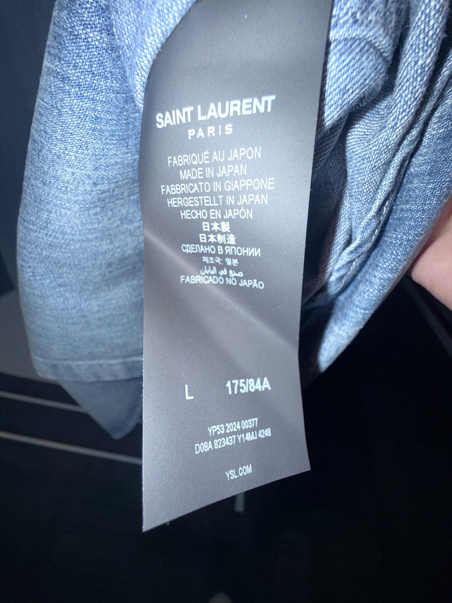 Saint Laurent SS25 Pointed Collar Denim Shirt