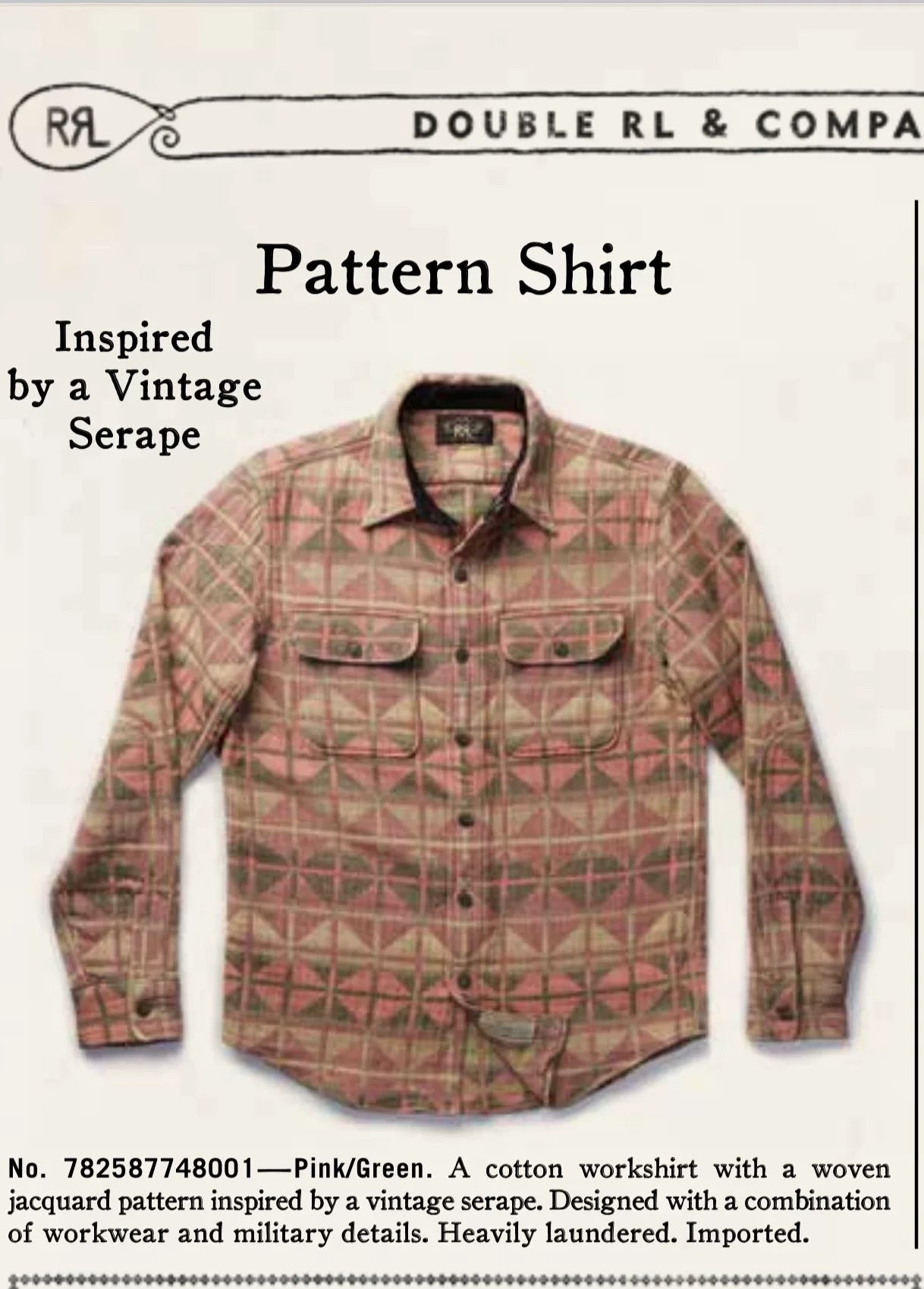 2016 RRL Southwestern Workshirt