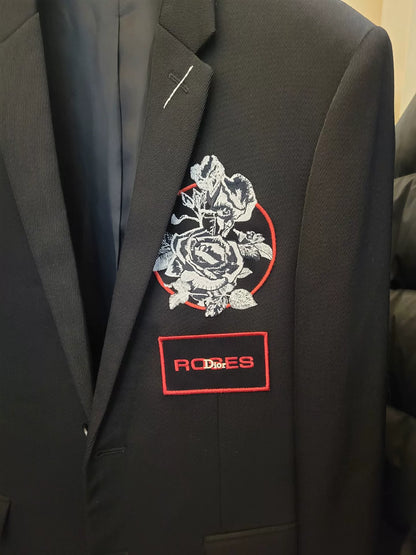 Dior Embroidered Rose Wool Suit for Men